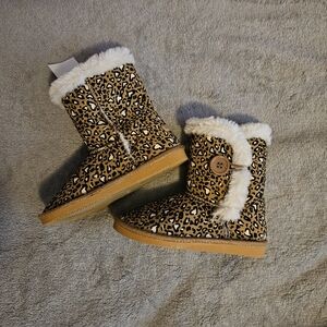 Brown Leopard Print Fur Lined Boots